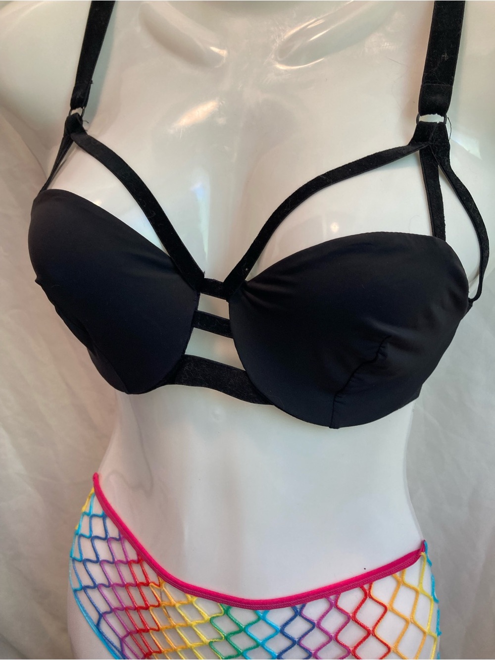 Strappy Black Bikini Top Y2K Festival Medium